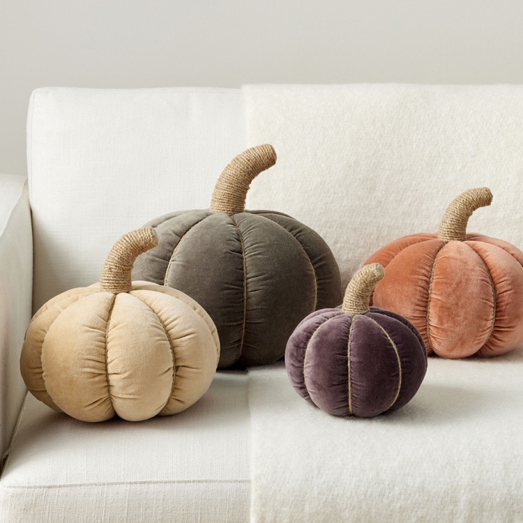 This velvet pumpkin shaped pillow is a fall decor must have! #ABlissfulNest