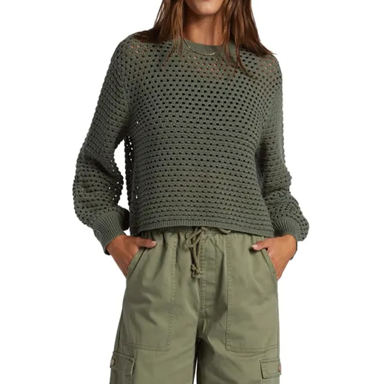 This olive green crochet sweater is the perfect transitional sweater to add to your closet! #ABlissfulNest