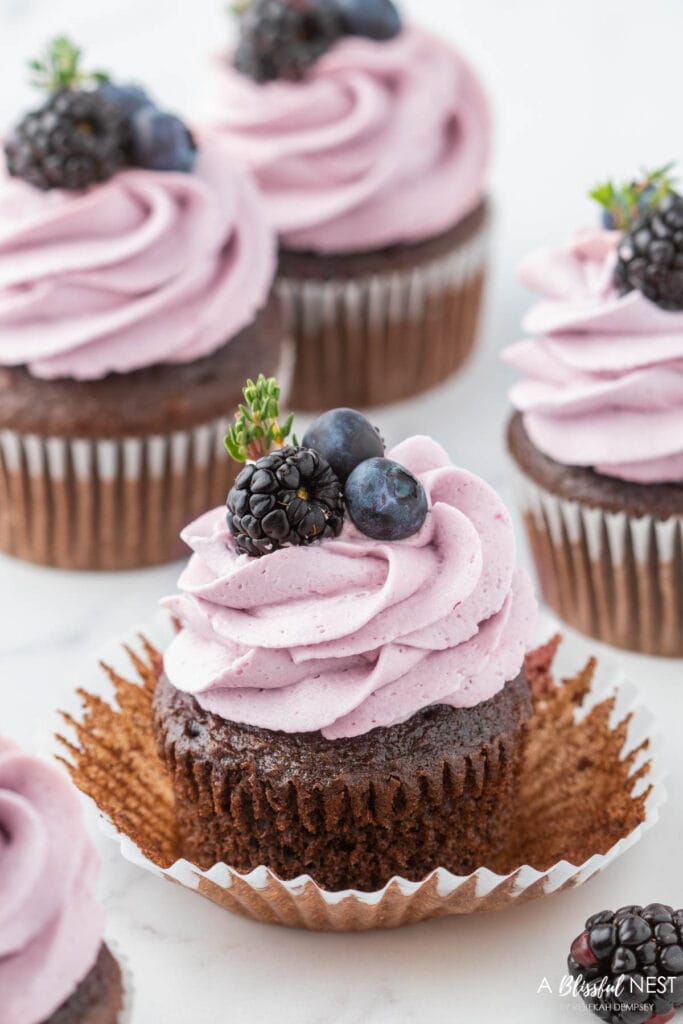 Chocolate Blackberry Cupcakes - A Blissful Nest