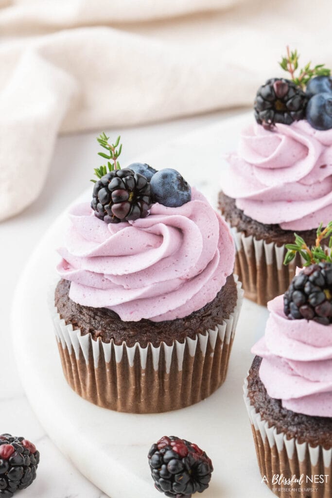 Chocolate Blackberry Cupcakes - A Blissful Nest