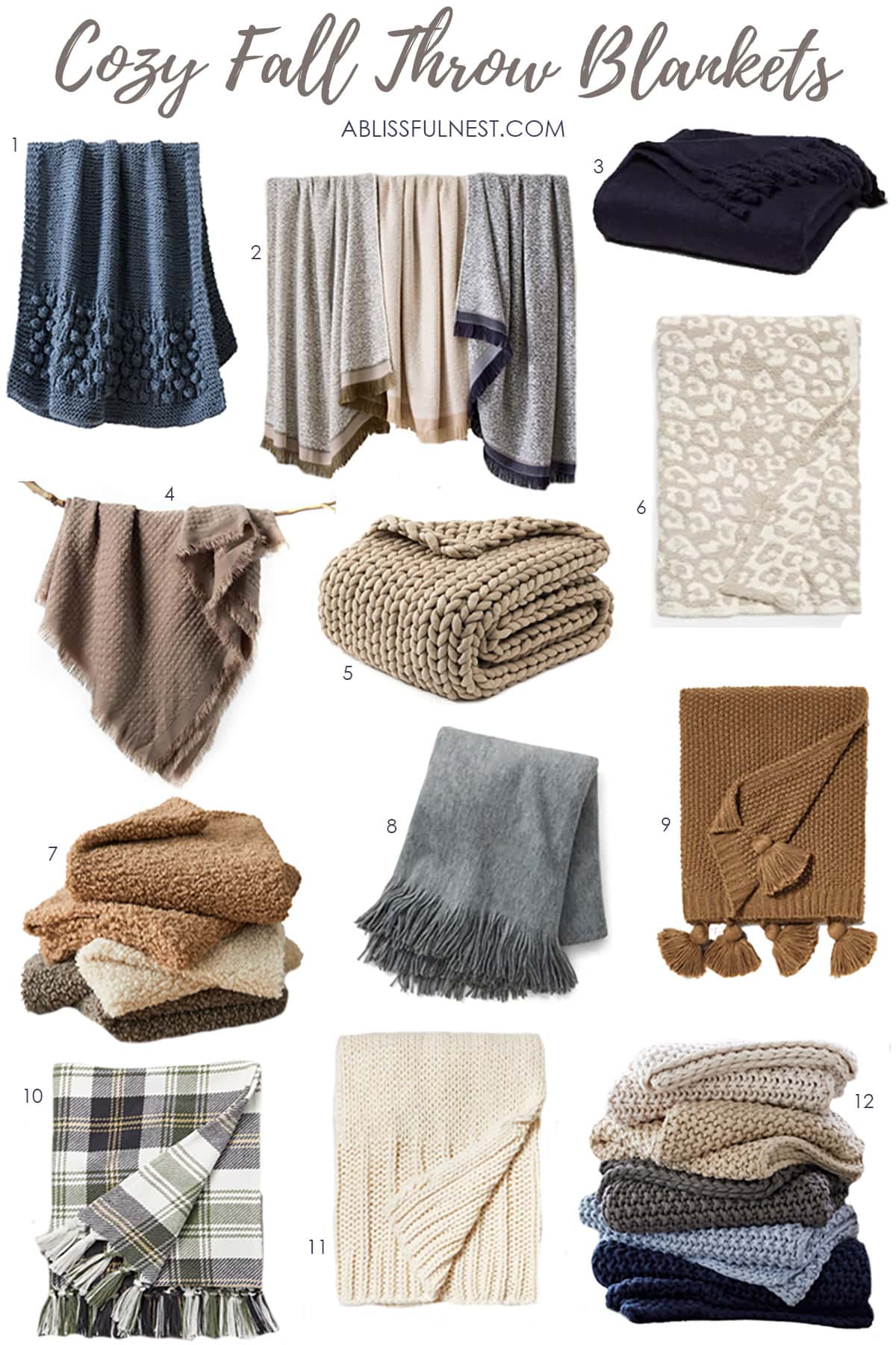 Cozy throw blankets to add to your home this fall! #ABlissfulNest