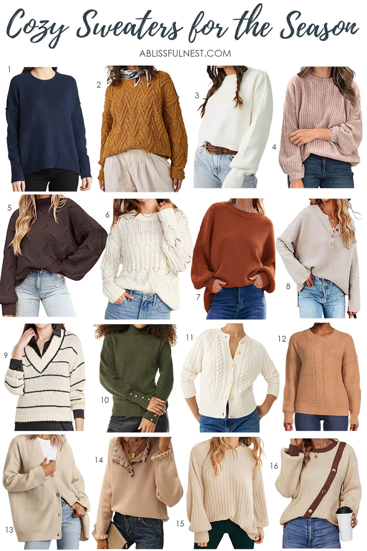 Cozy fall sweaters to add to your closet this season! #ABlissfulNest