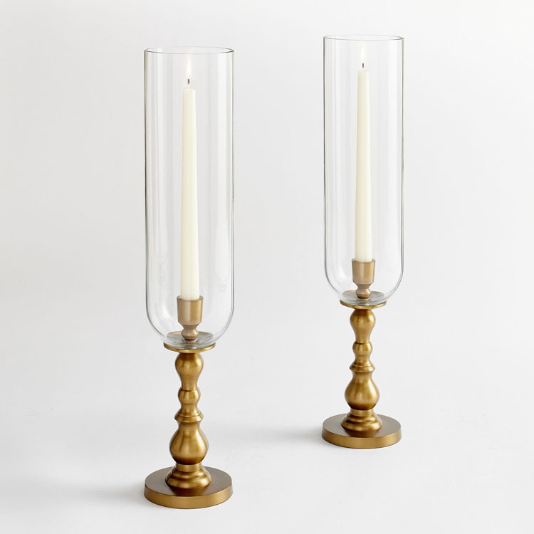 These gold tapered hurricane candle holders are perfect to add to your home this fall! #ABlissfulNest