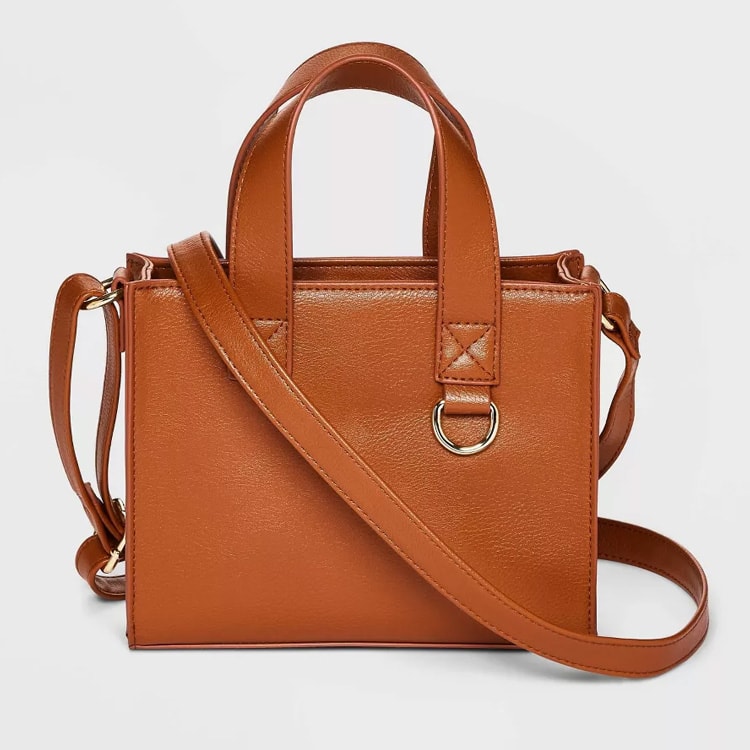 This cognac crossbody tote bag is only $15 and perfect for fall! #ABlissfulNest