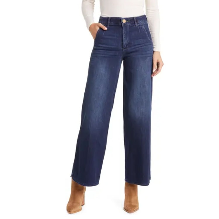 These wide leg jeans are so trendy for fall and are under $100! #ABlissfulNest