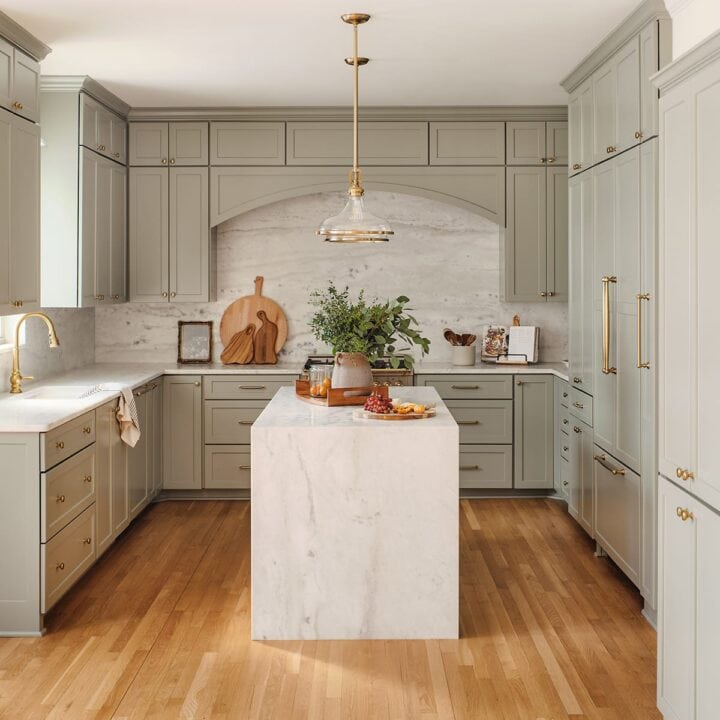 Image for Waterfall Island with Green Cabinets