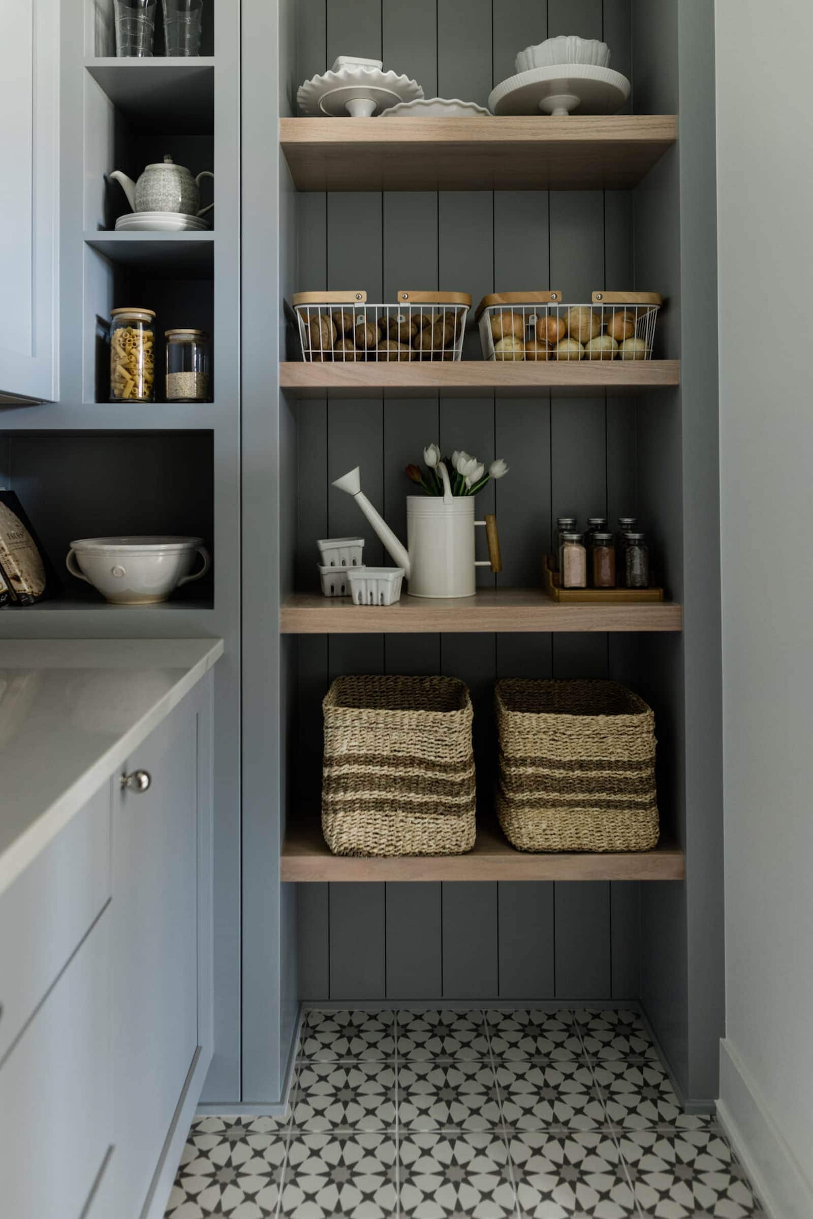 dark gray blue pantry cabinet color