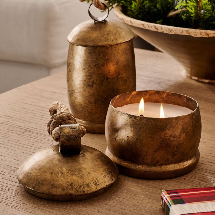 These gold vintage bell style candles are the prettiest holiday decor piece to add to your home this season! #ABlissfulNest
