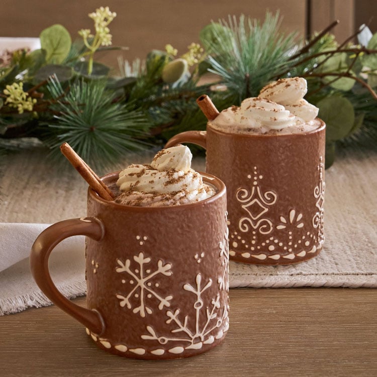 These gingerbread mugs are under $30 and the cutest holiday decor find! #ABlissfulNest