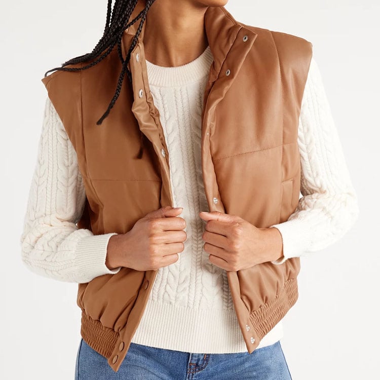 This faux leather puffer vest is under $40! #ABlissfulNest
