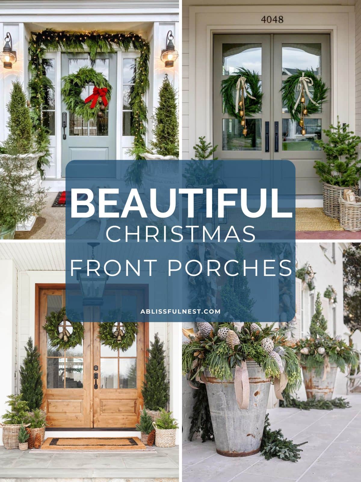 collage of Christmas front porches