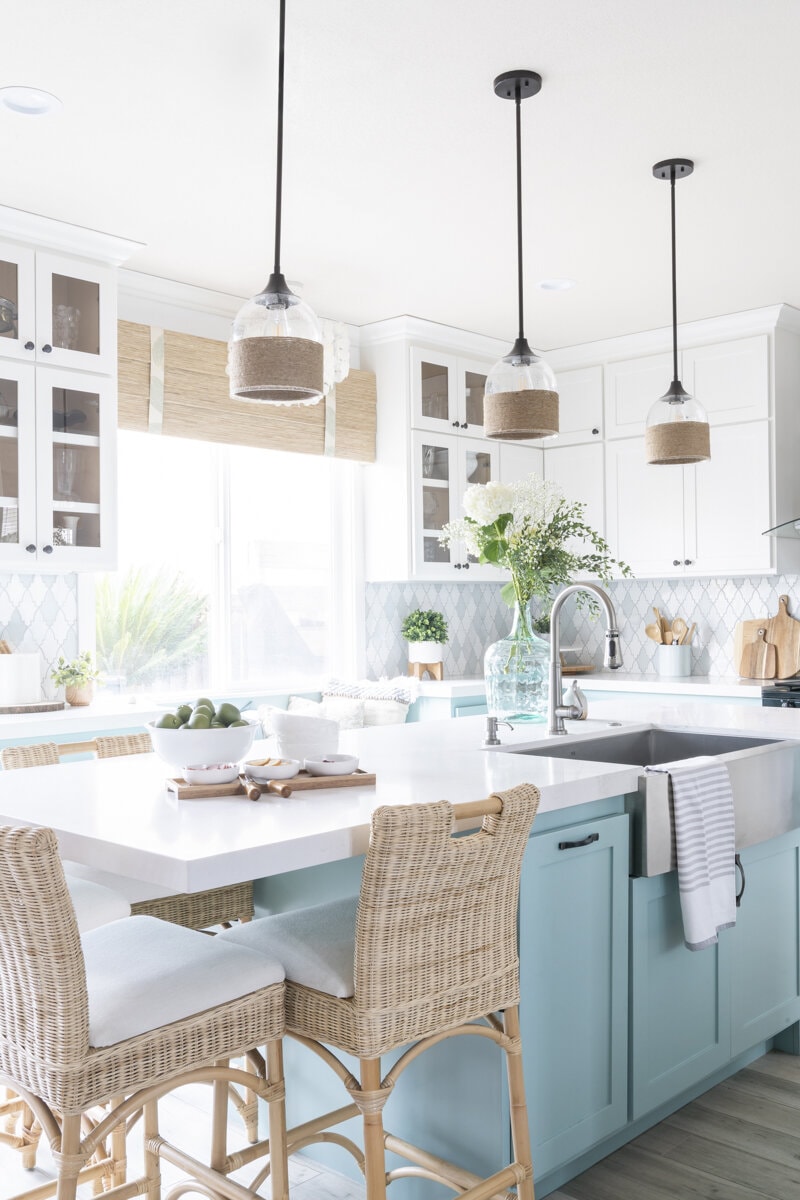 light blue kitchen cabinets