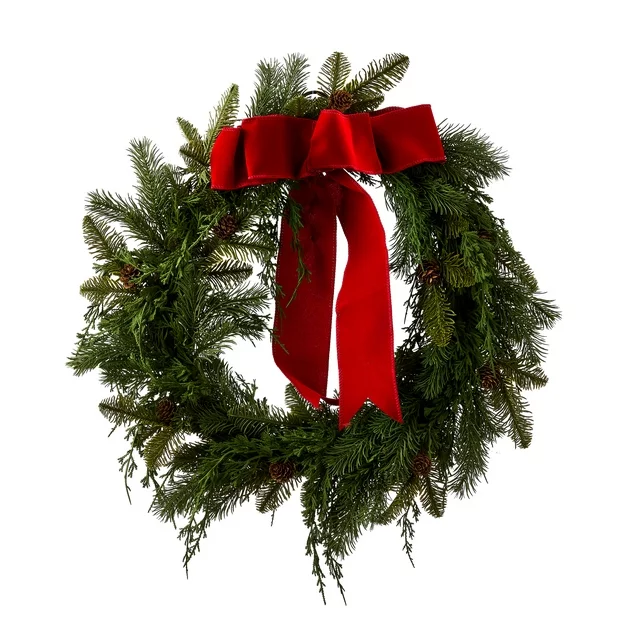 This Christmas red bow wreath is under $30! #ABlissfulNest