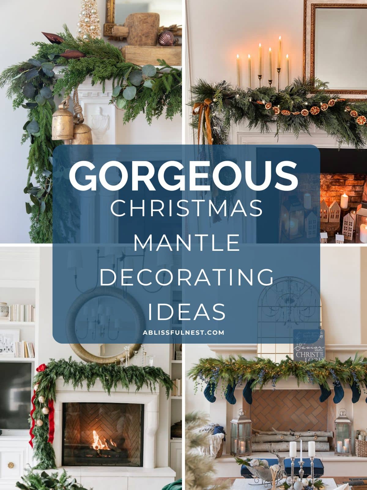 collage of Christmas mantels