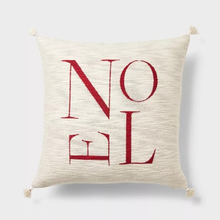 This NOEL printed throw pillow is so perfect to add to your home this holiday season! #ABlissfulNest