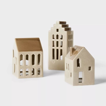 These mini ceramic houses are so pretty and the perfect holiday decor under $50 to add to your home this season! #ABlissfulNest