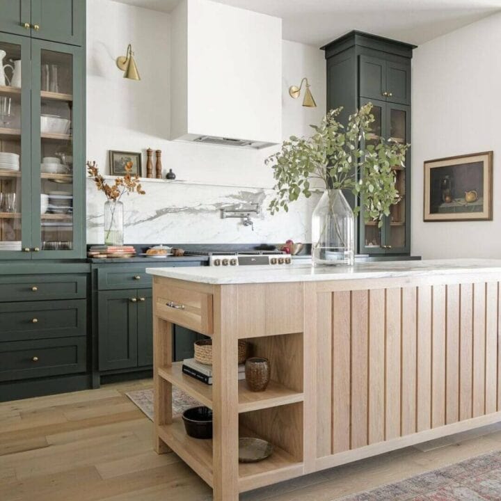 Image for Green and Natural Wood Cabinets