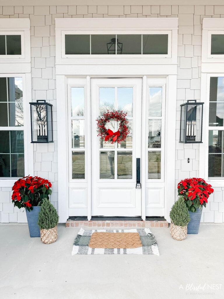 Red And White Christmas Porch | A Blissful Nest