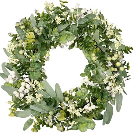This green mixed eucalyptus leaf wreath is so stunning for spring and under $25! #ABlissfulNest