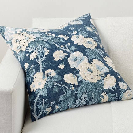 This blue garden floral throw pillow is so stunning and perfect for spring and summer! #ABlissfulNest