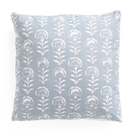 This blue floral printed throw pillow is under $30 and perfect for spring! #ABlissfulNest