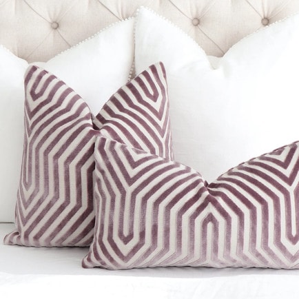 This lavender striped throw pillow is so perfect for spring! #ABlissfulNest