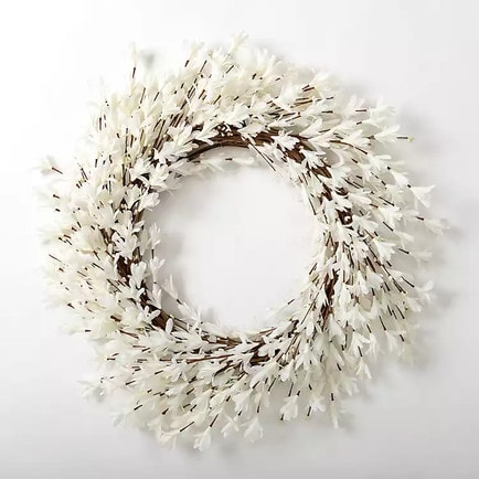 This white forsythia flower wreath is under $60 and perfect for spring! #ABlissfulNest