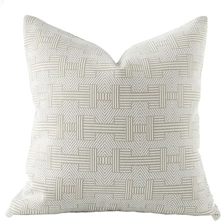 This beige stripe patterned throw pillow is perfect for spring! #ABlissfulNest