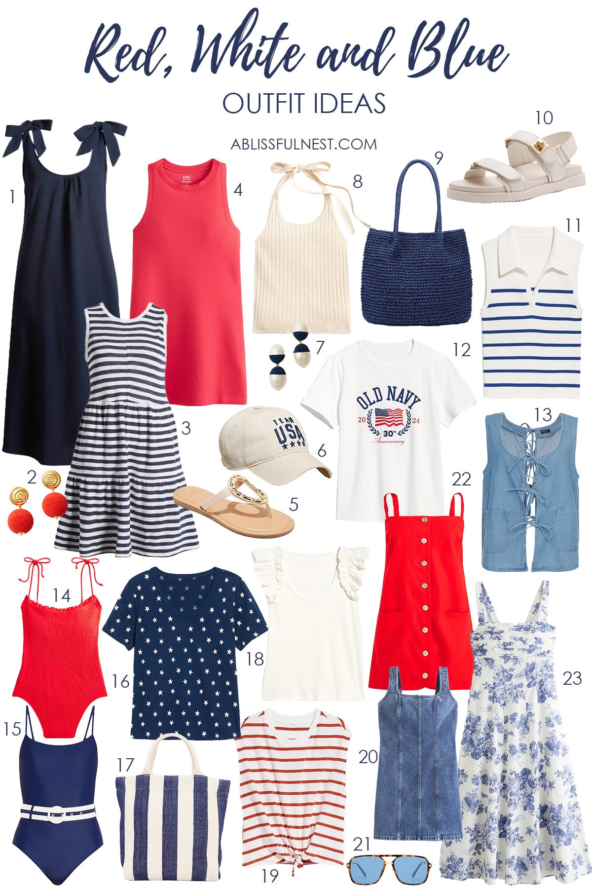 Red, White and Blue Summer Outfit Ideas