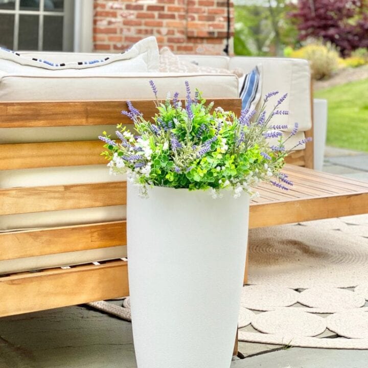 Image for Artificial Lavender + Greenery In Tall Planter