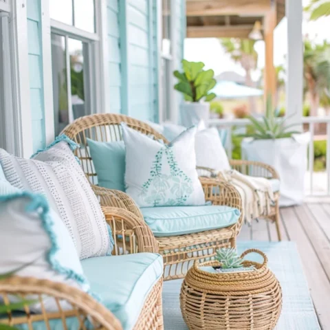 Image for Rattan Chairs & Aqua Cushions