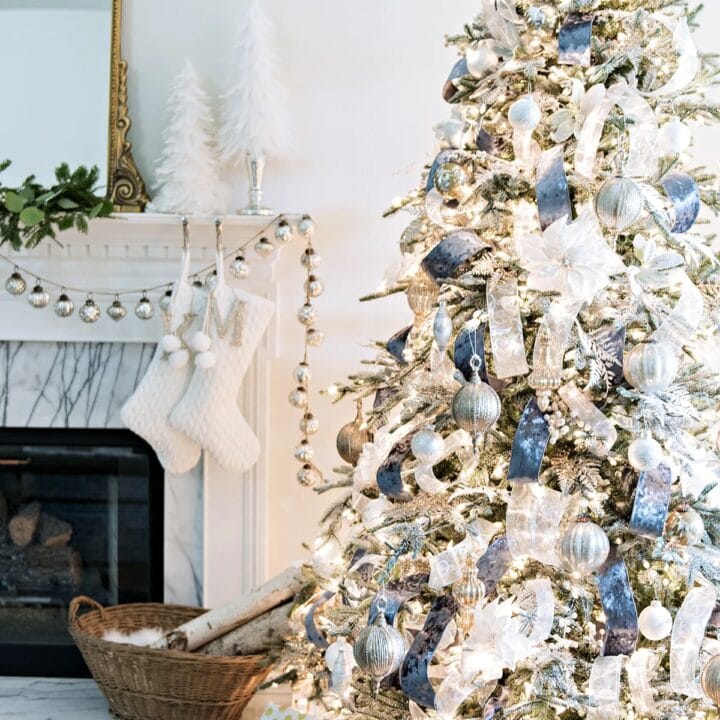 Image for Silver & Blue Ribbons With Shiny Ornaments