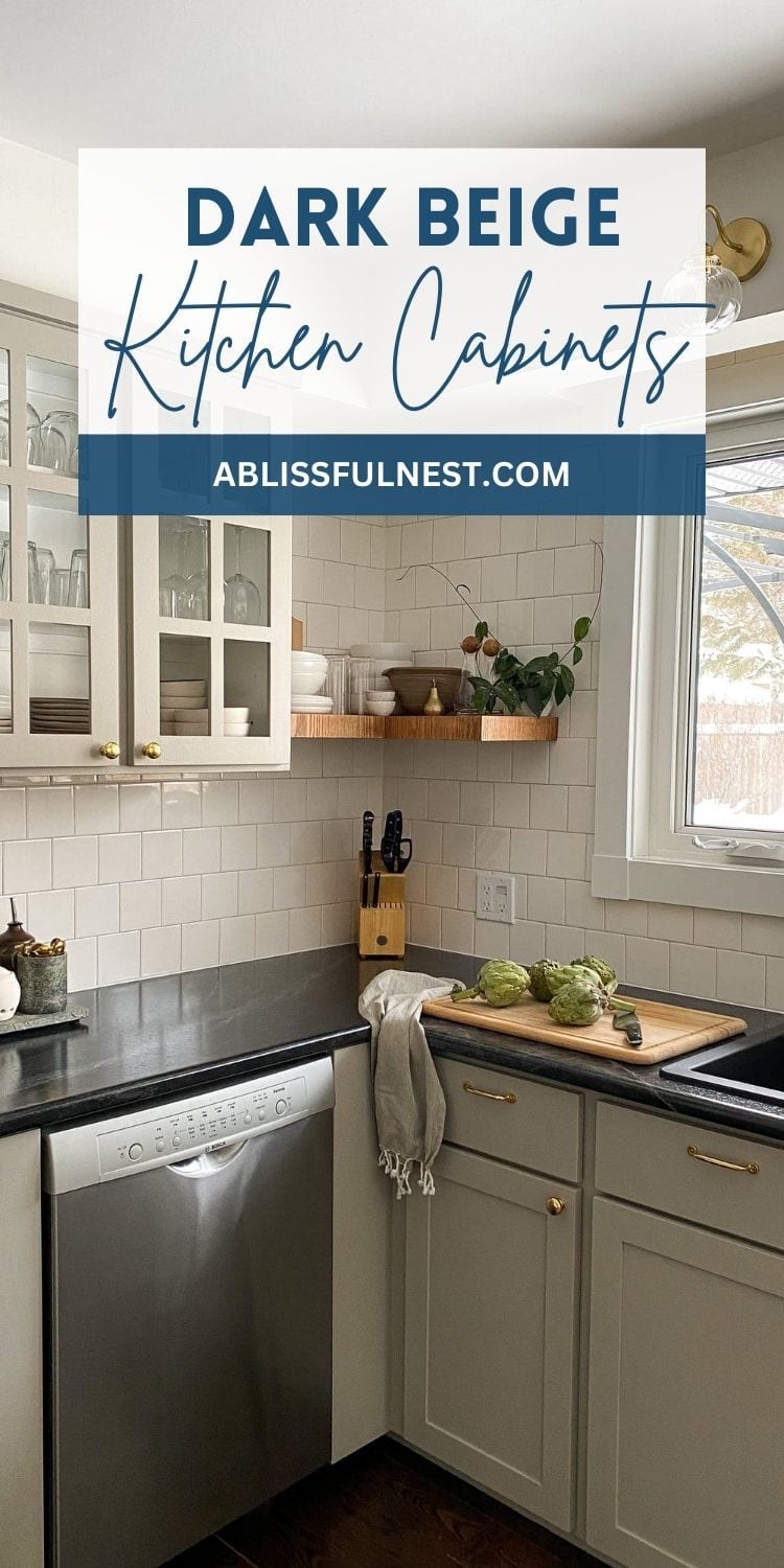 Dark Beige Kitchen Cabinets | A Blissful Nest
