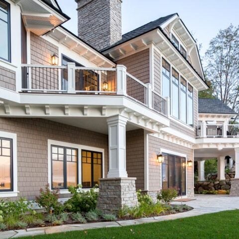 Image for Beige With Bold White Trim & Stone Accents