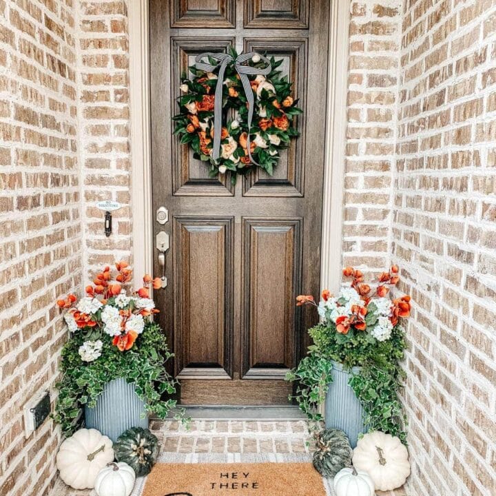 Image for Fall Mat With Pops Of Orange & Greenery