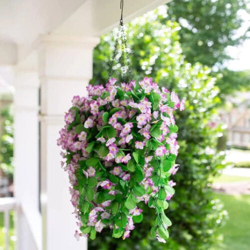 Hanging Flower Pots With Artificial Flowers - A Blissful Nest