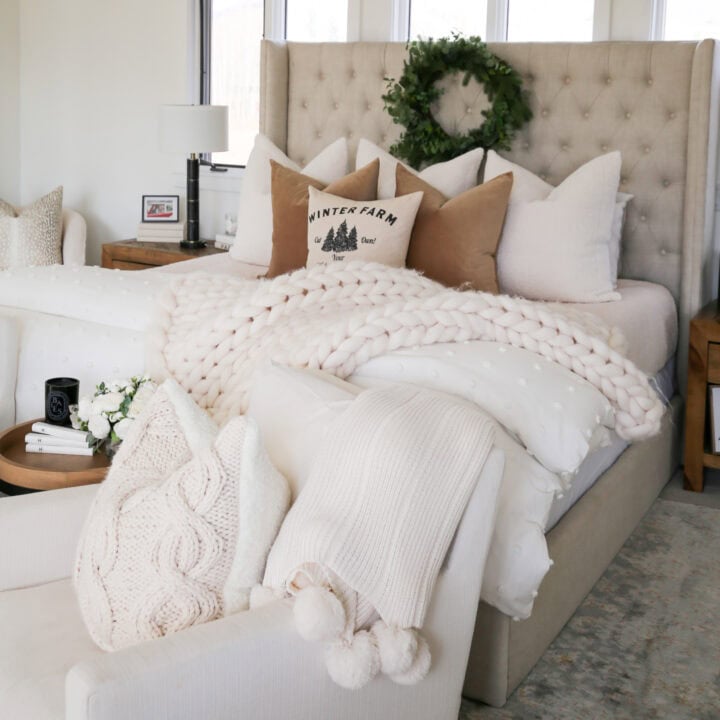 Image for Chunky Knit Throw With Neutral-Toned Pillows