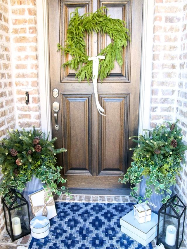 Blue and White Christmas Porch Reveal-Webstories- Cover