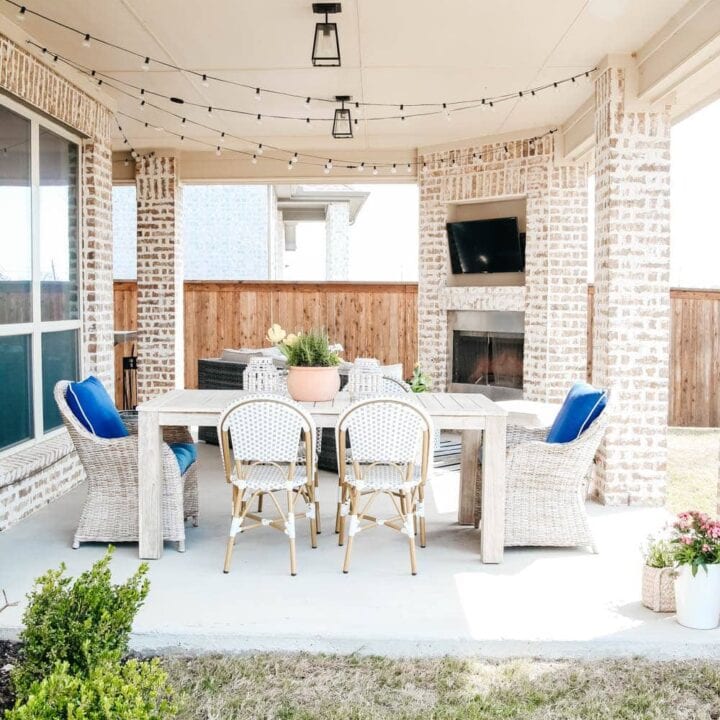 Image for Covered Patio With String Lights & Woven Chairs
