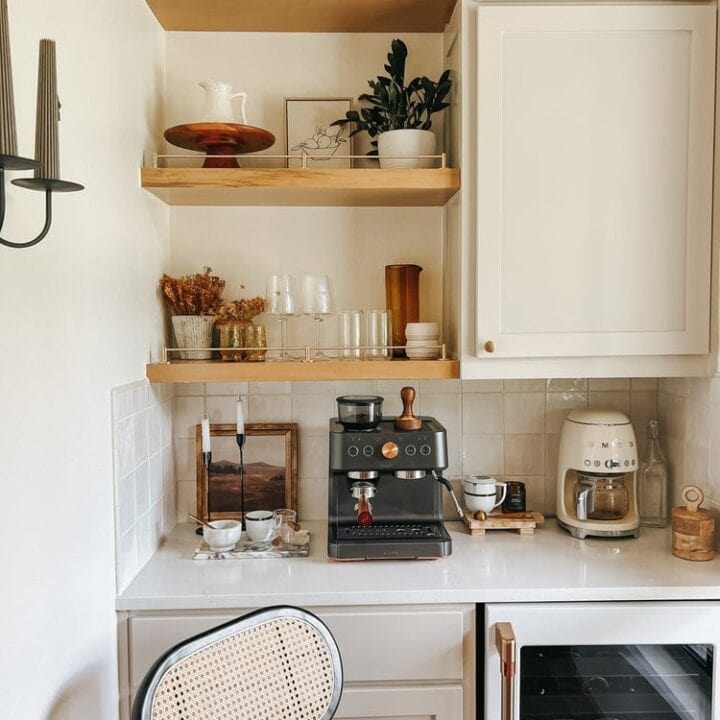 Image for Corner Setup With Natural Wood Shelves & Greenery