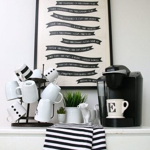 Image for Mug Tree Paired With Striped Towels & Greenery