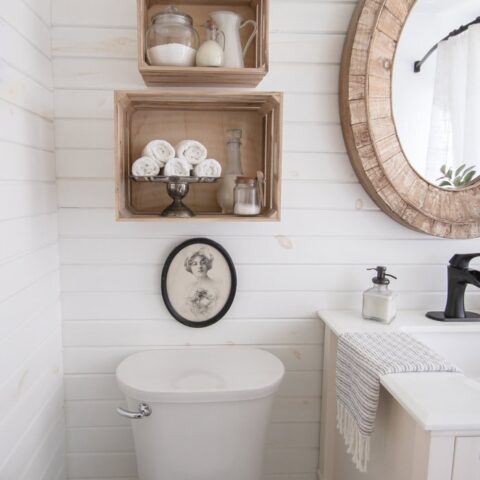 Image for Wooden Crates With Rolled Towels & Glass Jars