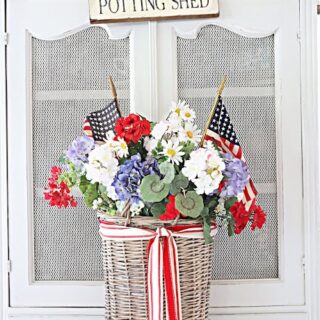 Image for Basket Filled With Flowers + Little American Flags