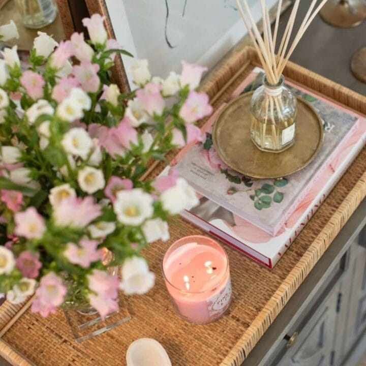 Image for Soft Pink Blooms + Glowing Candle