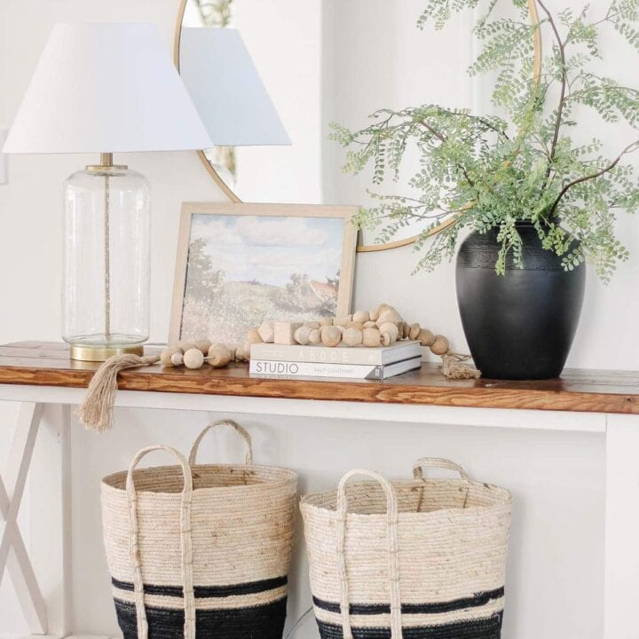 Image for Round Mirror, Woven Baskets, & Soft Greenery