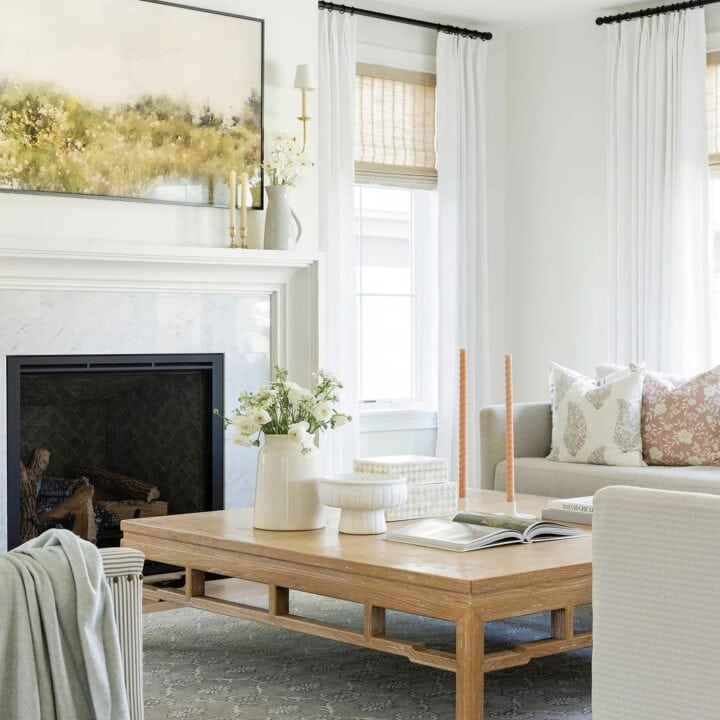 Image for Light Wood Coffee Table, Soft Textures, & Oversized Art