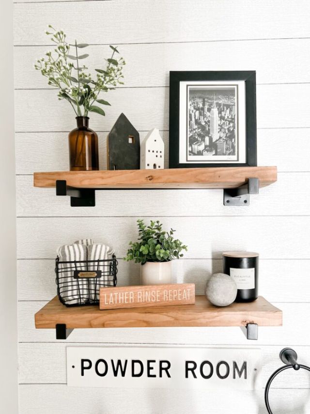 Farmhouse Bathroom Shelf Ideas- Webstories- Cover