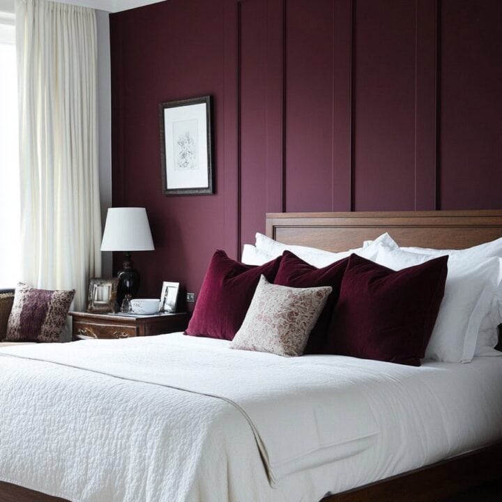 Image for Burgandy Accent Wall & Pillows