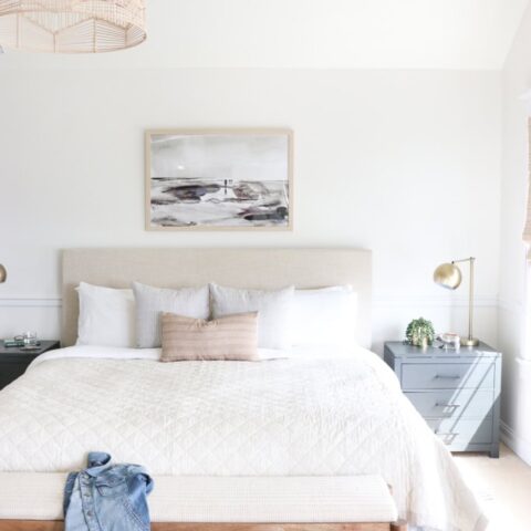 Image for Textured Bedding + Woven Light Fixture