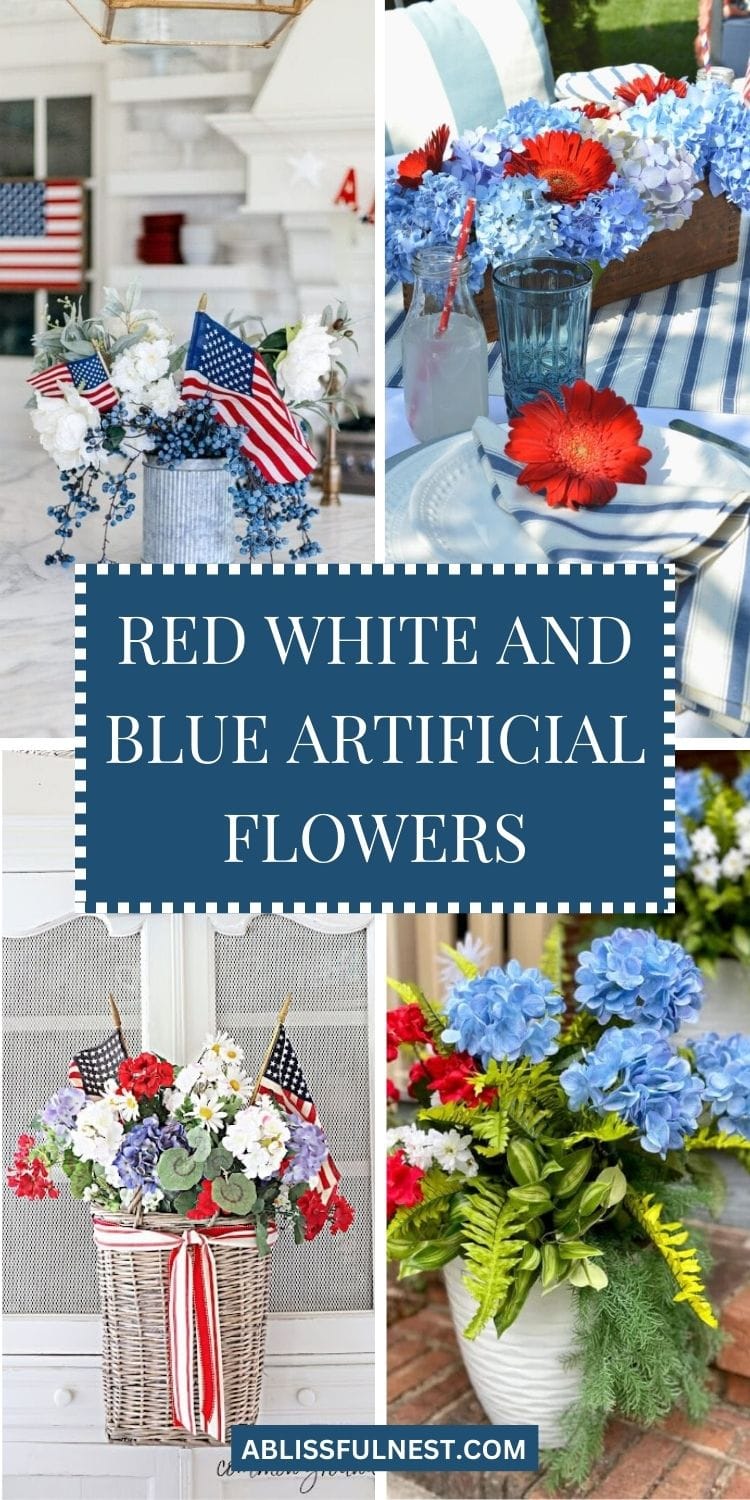 Red White And Blue Artificial Flowers | A Blissful Nest